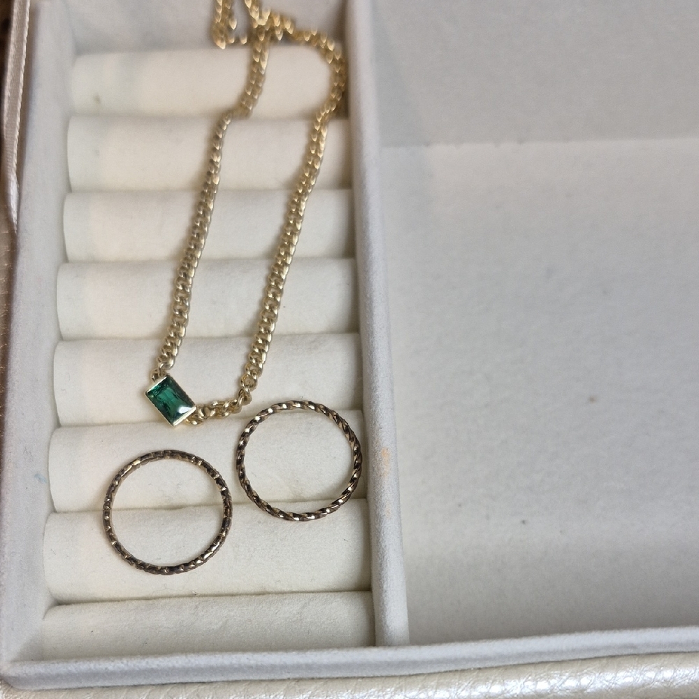Unwritten Gold Necklace with Green Gemstone and Silver Accents